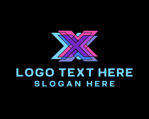 Multimedia - Multicolor Digital Letter X logo design