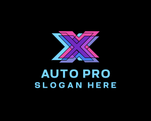 Multicolor Digital Letter X Logo