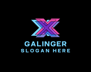 Multicolor Digital Letter X Logo