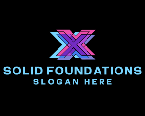 Multicolor Digital Letter X Logo