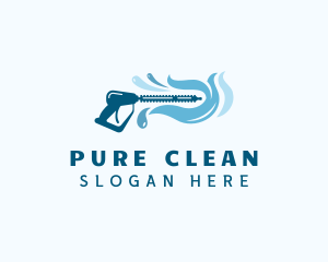 Blue Cleaning Pressure Washer logo design