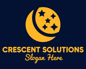 Crescent Moon Stars logo design