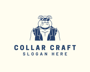 Collar - Cool Bulldog Biker logo design