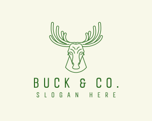 Buck - Wild Moose Antler logo design