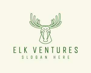Elk - Wild Moose Antler logo design