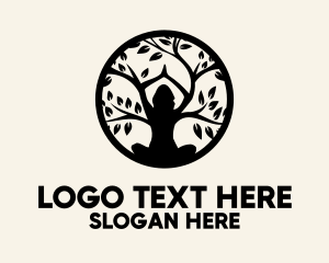 Zen - Yoga Tree Meditation Badge logo design