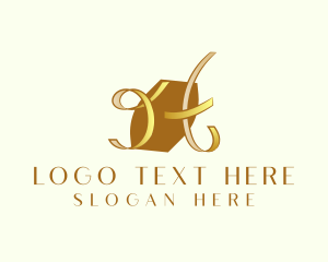 Gold - Elegant Ribbon Letter H logo design