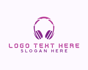Disc Jockey - Headphones Music Studio logo design