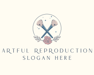 Floral Powder Brush Cosmetics logo design