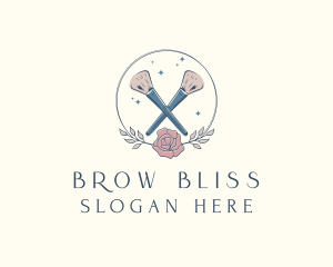 Floral Powder Brush Cosmetics logo design