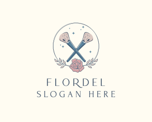 Floral Powder Brush Cosmetics logo design