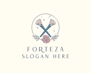 Floral Powder Brush Cosmetics logo design