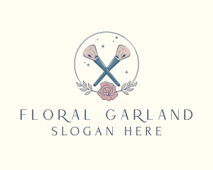 Floral Powder Brush Cosmetics logo design