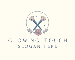 Floral Powder Brush Cosmetics logo design