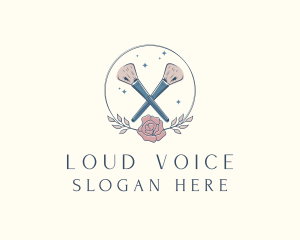 Floral Powder Brush Cosmetics logo design