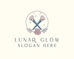 Floral Powder Brush Cosmetics logo design