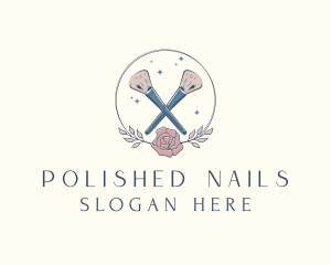 Floral Powder Brush Cosmetics logo design