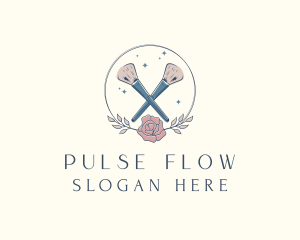 Floral Powder Brush Cosmetics logo design