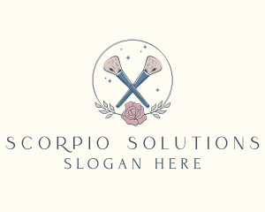 Floral Powder Brush Cosmetics logo design