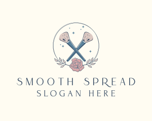 Floral Powder Brush Cosmetics logo design