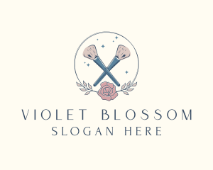 Floral Powder Brush Cosmetics logo design