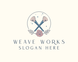 Floral Powder Brush Cosmetics logo design