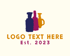 Alcohol - Painted Alcohol Bottles logo design