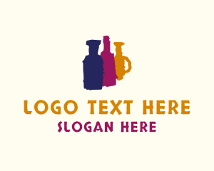 Pub - Painted Alcohol Bottles logo design