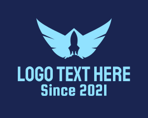 Astronaut - Blue Rocket Wings logo design