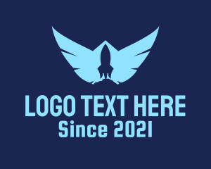 Missile - Blue Rocket Wings logo design