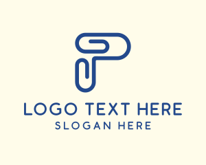 Written - Blue Clip Letter P logo design