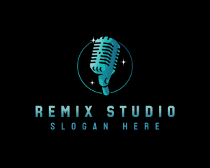 Retro Studio Microphone logo design