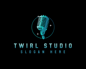 Retro Studio Microphone logo design