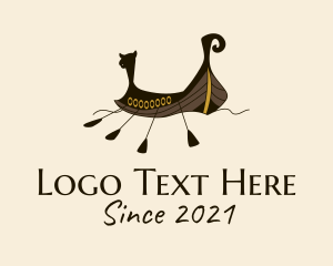 Dragon Boat - Ancient Viking Boat logo design