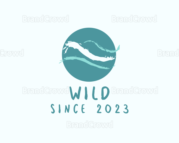 Ocean Wave Watercolor Logo