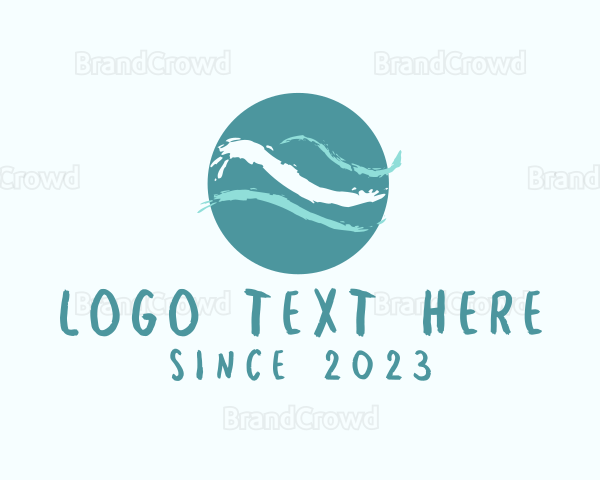 Ocean Wave Watercolor Logo