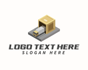 Isometric - Truck Logistics Crate logo design