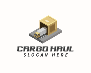 Truck Import Logistics Crate logo design