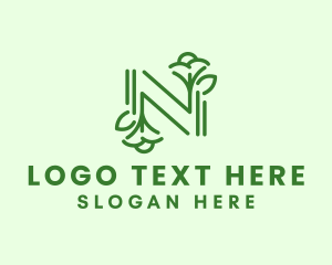 Green - Garden Letter N  Plant logo design