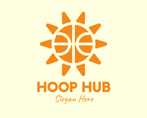 Hoop - Orange Basketball Sun logo design