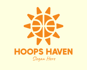 Orange Basketball Sun logo design