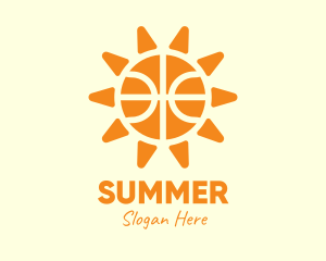 Orange Basketball Sun logo design