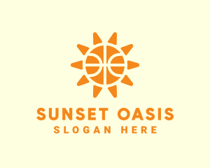 Orange Basketball Sun logo design