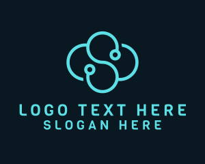 Tech - Circuit Cloud Letter S logo design
