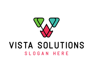 Tricolor Business Letter V logo design