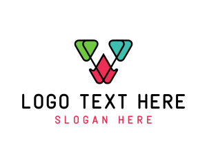 Technology - Tricolor Business Letter V logo design