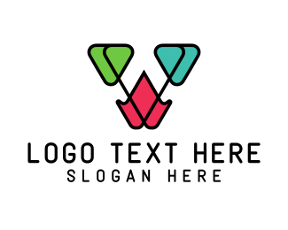 Abstract Tricolor V logo design