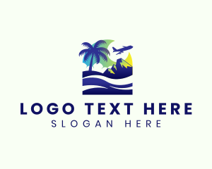 Island - Tropical Beach Plane Travel logo design