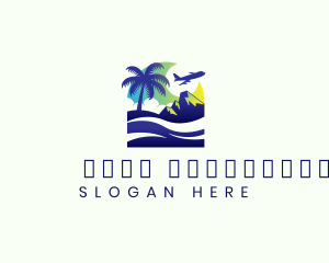 Ocean - Tropical Beach Plane Travel logo design