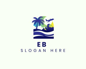 Tourism - Tropical Beach Plane Travel logo design